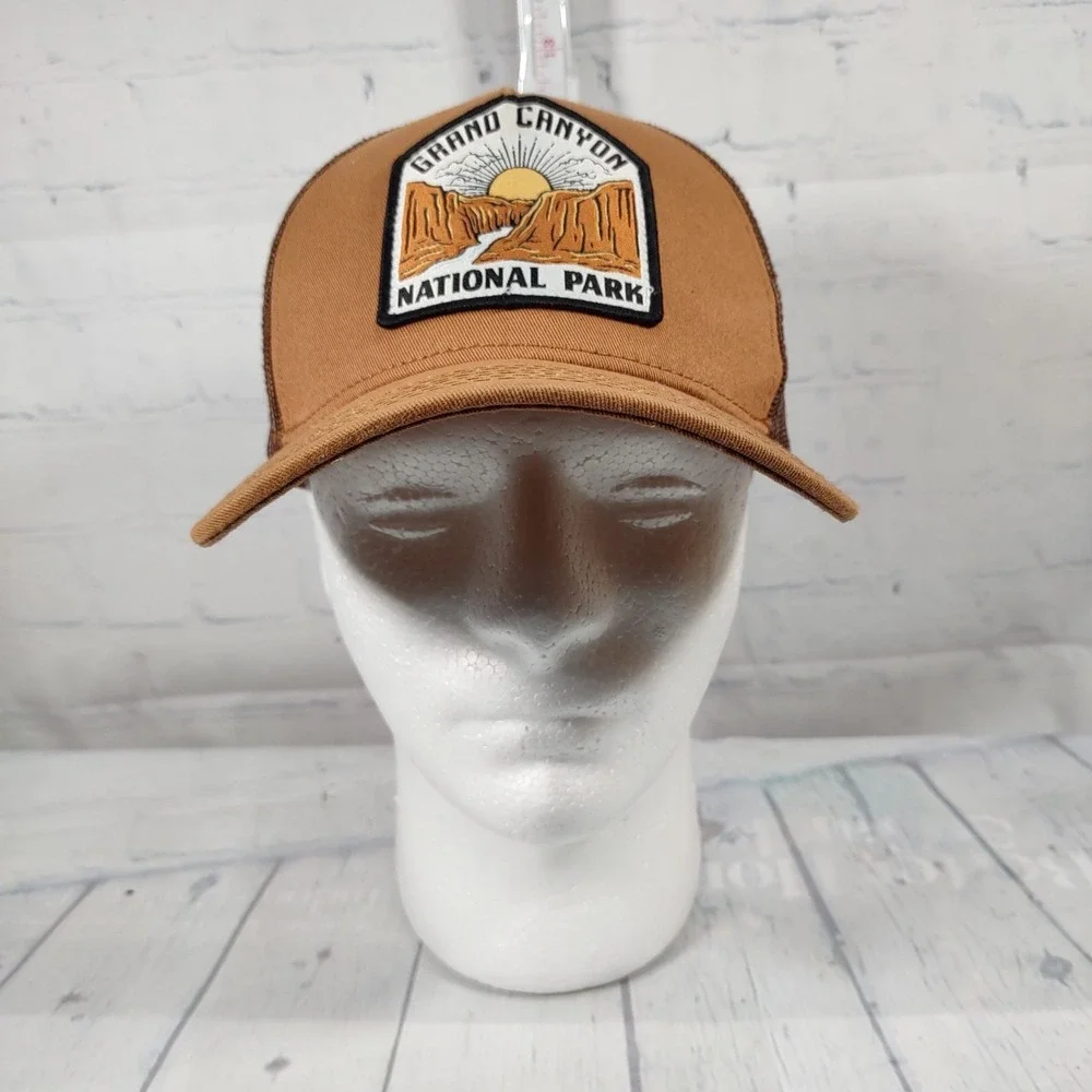 Grand Canyon National Park Patch Trucker Hat, Adjustable, Brown, Mesh Mad Engine